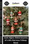 Special Production Wooden Painted Nostalgic Pine Tree Decoration Gift Set of 6 Carousel Christmas Ornaments