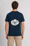 Men's India Lotus Minimal Design Back Print - Navy Blue