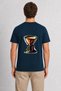 Men's Retro Halftone Portafilter Print Back Printed - Navy Blue