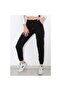 Women's Black Elastic Waist Sweatpants - 3