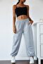 Women's Gray High Waist Loose Cut Jogger Sweatpants - 4