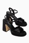 Black Satin Women's Platform Heeled Shoes - 5