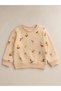 Girls' 2-Piece Sweatshirt Set Thin Raised Floral Pattern Crew Neck Long Sleeve Top - Dusty Rose & Biscuit Colors - 2