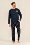 Father&Son Long Sleeve Navy Blue Printed Pajama Set (Father and Child Sold Separately) (Socks as a Gift) - 8