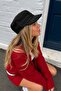 Women's Black Wool Cap – Short Brim, Adjustable