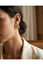 Embossed Gold Detailed Square Earrings - 2