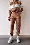 High Collar Stripe Blocky Tight Knit Top and Bottom Knitwear Tracksuit Set - 5