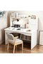 Home Office Desk with Storage Shelf, Wood Computer Desk, Modern Simple Workstation, Study Writing Table, Gaming Table for Home and Office (100 * 48 * 120cm(White)) - 2