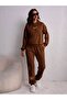 3 Thread Butterfly Sweatshirt Sweatpants Jogger - Brown Printed Top and Bottom Tracksuit Set with Hood - 4
