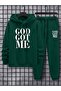 3 İplik God Got Me Sweatshirt Sweatpants Jogger - Nefti Green Printed Bottom Top Sweatpants Set Hooded - 2