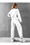 Basic Thick Winter Sweatshirt Sweatpants Jogger - White Bottom Top Sweatpants Set Crew Neck - 2