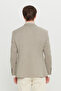 Men's Beige Wool Regular Fit Mono Collar Pocketed Dobby Blazer Jacket - 6