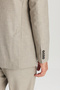 Men's Beige Wool Slim Fit Double Breasted Suit with Swallow Collar and Flap Pockets - 7