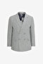 Men's Gray Wool Slim Fit Double-Breasted Jacket with Swallow Collar and Flap Pockets - 6