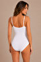 Women's Thin Strap U-Neck 95% Cotton Stretchy Bodysuit White - 4