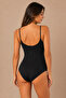 Women's Thin Strap U-Neck 95% Cotton Stretchy Bodysuit Black - 4