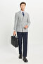 Men's Gray Wool Slim Fit Double-Breasted Jacket with Swallow Collar and Flap Pockets - 2