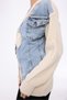 Women's Designer Knitwear Denim Garnished Chain Embroidery Handcrafted Detail Blue Cream Cardigan - 3
