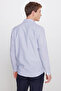 Men's White-Navy Blue Cotton Tailored Slim Fit Button-Down Collar Dobby Shirt - 5