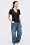 Women's Lace Detailed V-Neck Transparent Blouse - 3