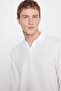 Men's Ecru Slim Fit Slim Fit Polo Collar Jacquard Stretch T-Shirt - 3