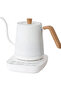 Gooseneck Electric Kettle Temperature Control 0.8L, 4 Modes Pour Over Coffee and Tea Kettle Wood Handle, 100% Stainless Steel Inner with Leak Proof Design, 1000W Rapid Heating,Smart Control,White