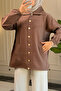 6597 - Comfortable Buttoned Pocket Cap with Wide Collar Detail - 5