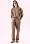 Crep Women's Soft Textured Viscose Diver Comfortable Cut Sweatshirt and Sweatpants Two-Piece Set Mink - 7