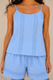 Women's Lace Detailed Strappy Shorts Muslin Set - Blue - 3