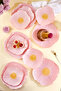 Alba 12 Piece Pink Floral Pattern Serving and Cake Presentation Plate Set - 2