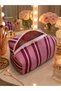 Pink Striped Beach Bag – Makeup & Grooming Organizer - 4