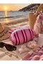 Pink Striped Beach Bag – Makeup & Grooming Organizer - 3