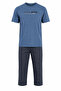 Men's Short Sleeve Shorts Single Jersey Fabric Pajama Set 2369 Petrol - 2