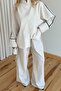 Natural Piece Detailed 3-Piece Ribbed Linen Set - 8609 - 4