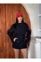 Double-Breasted Collar Midi Length Cashmere Coat with Belt and Button Detail - 2