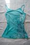 Turquoise Flower Motif Y2K Strap Crop Top