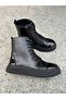 Children's Genuine Leather Orthopedic Boots Black - 5