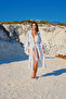 Patterned Satin Bat Sleeve Kimono - 2