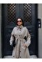 High Collar Belted Long Trench - 6