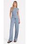 Blue Wrinkled Fabric Side Gathered Detailed Blouse and Trousers Set