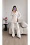 Eyelet Belted Jacket and Trousers Double Blazer Suit