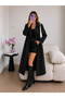 Lined Buttoned Belted Long Trench Coat - 6