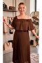 Plus Size Pleated Lined Elegant Maxi Dress - 4
