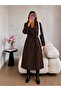 One-Shoulder Cloak Long Trench Coat with Buttoned Belt