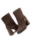 Women's Thick Heeled Buckle Detailed Casual Golf Brown Suede Boots - 3