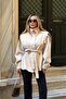 Cream Epaulettes High Collar Tie-Up Trench Coat - 4025