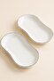 Modern Platinum Silver Gilded Cream Porcelain Boat Serving Plate 19X10 cm - 2