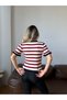 Women's Ecru Striped Ruffle Detailed Knitwear Cardigan - 5