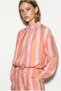Women's Multi-Colored Striped Zippered Bomber Jacket Shalwar Trousers Lined Suit 3616 60286454 - 5