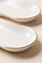 Modern Gold Gilded Cream Porcelain 2-Piece Kayık Serving Plate Set - 4